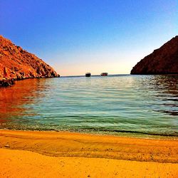 Scenic view of sea against clear sky