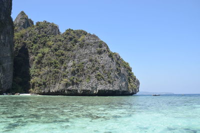 Scenic view of sea against clear sky