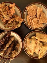 High angle view of food served in plate