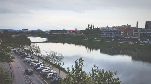 View of river with buildings in background