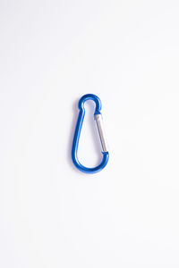 High angle view of blue metal on white background