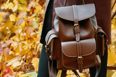 Close-up of leather standing on seat