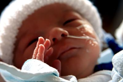 Close-up portrait of cute baby