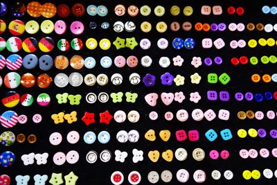 Low angle view of multi colored balloons