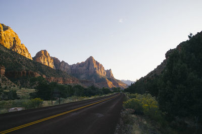 Road leading towards mountains