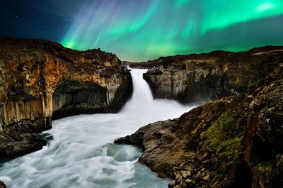 Scenic view of waterfall