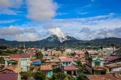 High angle view of townscape against sky