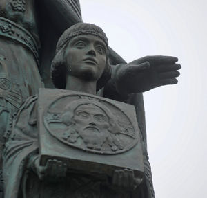 Low angle view of buddha statue