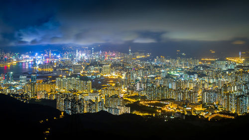 Illuminated cityscape at night