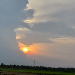 Scenic view of field against sky during sunset