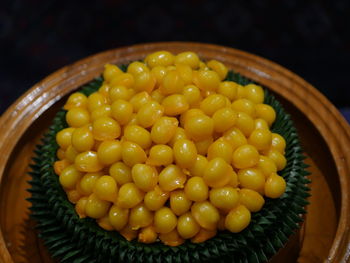 High angle view of eggs in container