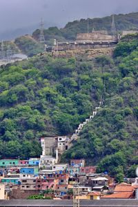 High angle view of buildings in city