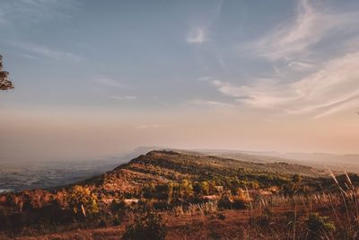 Scenic view of landscape against sky during sunset