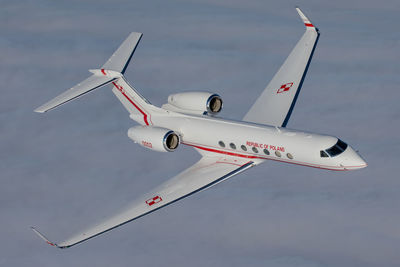 View of airplane flying against sky