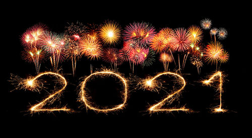 Firework display at night
