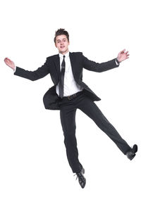 Portrait of young man against white background