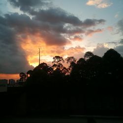 Silhouette trees against dramatic sky