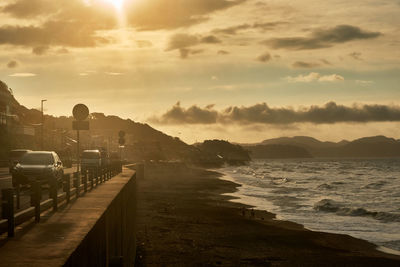 Scenic view of sea against sky during sunrise 