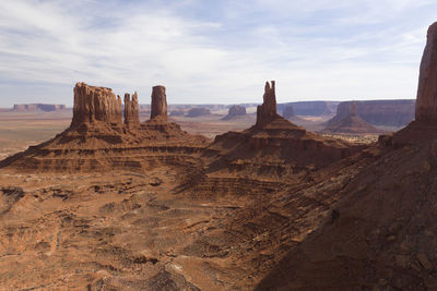 Panoramic view of rock formations against sky