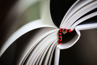 A beautiful close up of a book in dark red cover