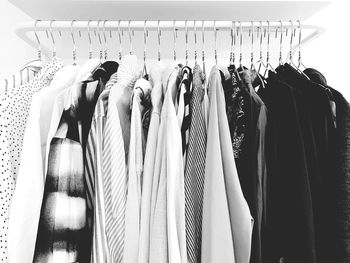 Clothes hanging in rack