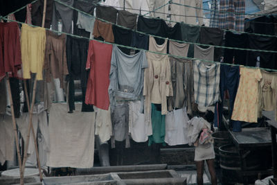 Clothes drying on clothesline in india