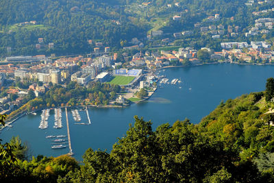 Cityscape of como from a panoramic viewpoint in brunate.