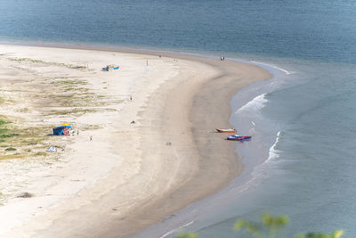 High angle view of people on beach