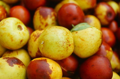 Full frame shot of apples for sale at market stall