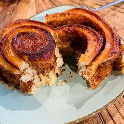 High angle view of cake served in plate