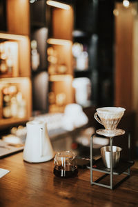 Close-up of wine glass on table in restaurant