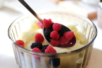 Close-up of strawberries in bowl