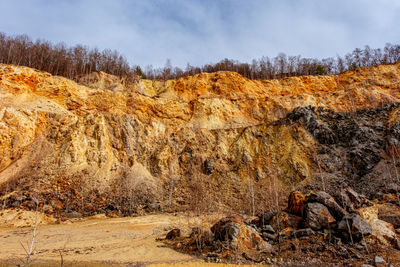 Old abandoned copper and gold surface mine in apuseni mountains, romania
