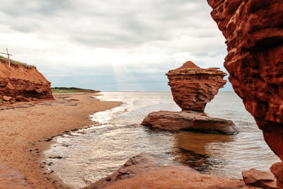 Scenic view of sea against cloudy sky