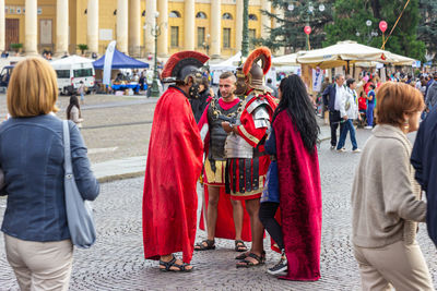 People on street in city