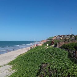 Scenic view of sea against clear sky