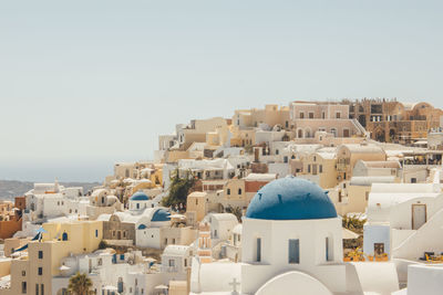 Townscape against clear sky