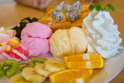 Close-up of sushi in plate