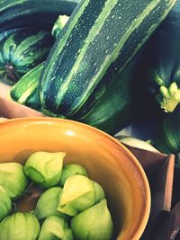 High angle view of vegetables in bowl