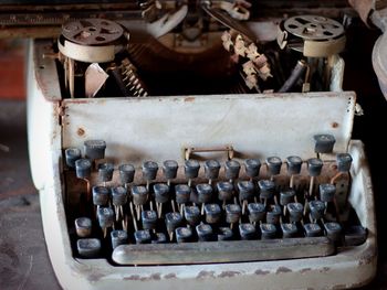 High angle view of typewriter on table