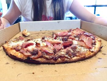 Close-up of pizza on table