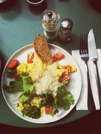 Close-up of food served in plate