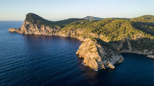 Scenic view of sea against clear sky