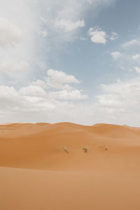 Sand dunes at desert against sky