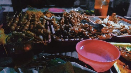 Close-up of food served on table in restaurant