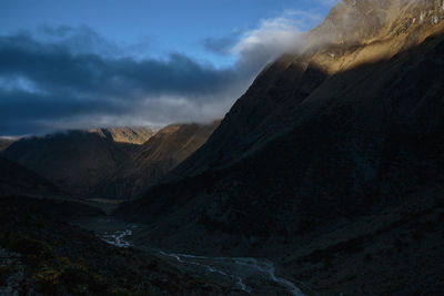 Scenic view of mountains against sky