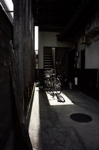 Bicycle parked in building