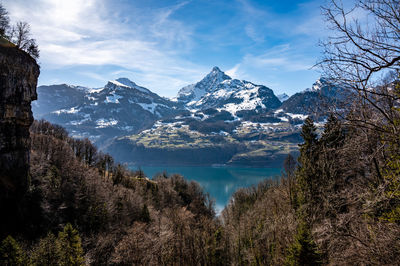 Walensee during a sunny day in winter - switzerland