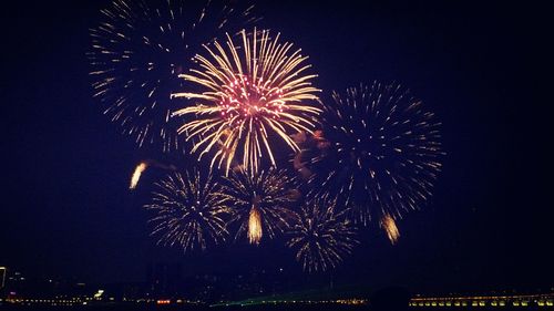 Low angle view of firework display