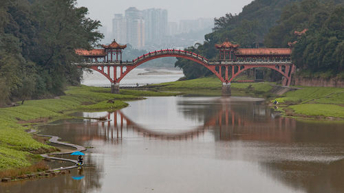 Bridge over river against sky